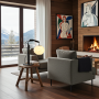 TAISEKI table lamp in black with LUMIKINO lampshade in beautiful mountain hotel #winter vacation