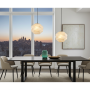 Two TAISEKI pendant lights in black with Lumikino lampshades in the dining room of an apartment in Manhattan