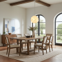 Large Lumikino pendant lamp with white textile cable above a table in an elegant Italian home